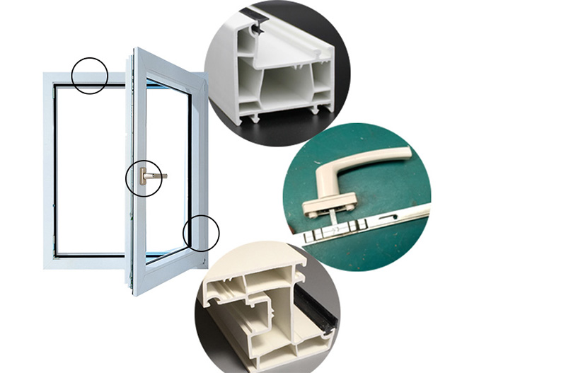 Perfil de ventana de uPVC blanco proyectivo abatible de 60 mm Perfil de ventana de uPVC blanco proyectivo abatible de 60 mm