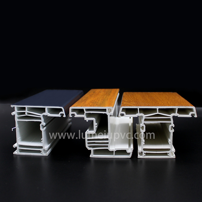 التشكيلات الجانبية البلاستيكية النتوء مع الخشب الرقائقي الألوان Plastic Extrusion PVC Profiles with Wood Laminated Colors