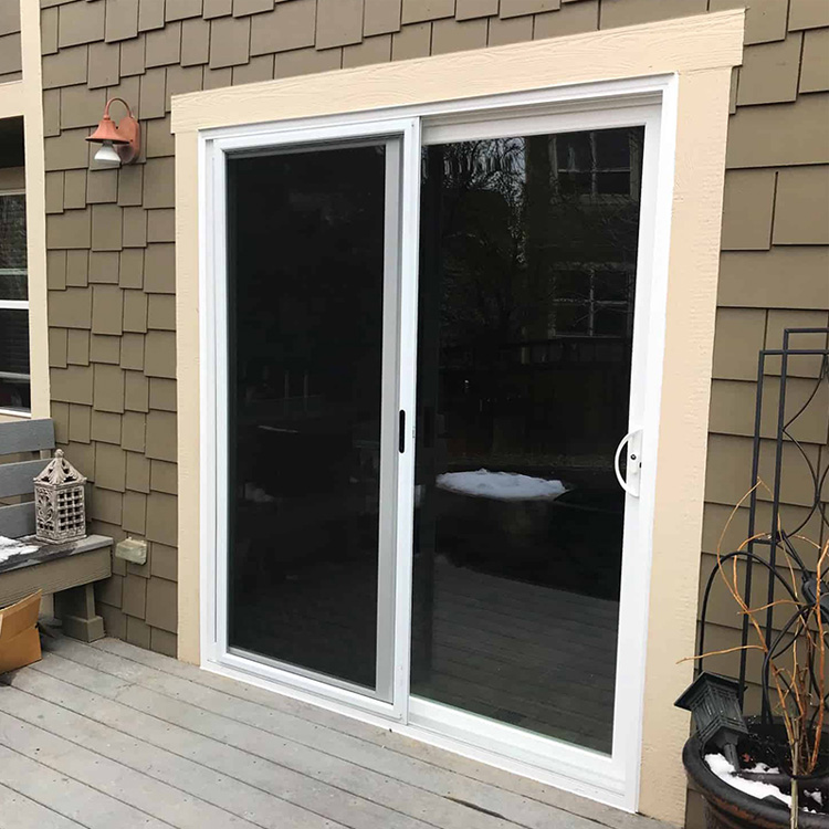 Puerta de patio corrediza de vinilo de color blanco 6068ox con marco de pantalla de doble riel White Color Vinyl Sliding Patio Door 6068ox with Double Track Screen Sash
